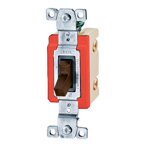 Hubbell Wiring Device-Kellems Switches and Lighting Controls, Industrial Grade, Toggle Switches, General Purpose AC, Single Pole, 20A 347V AC, Terminal Screws, Brown HBL18221CN - main
